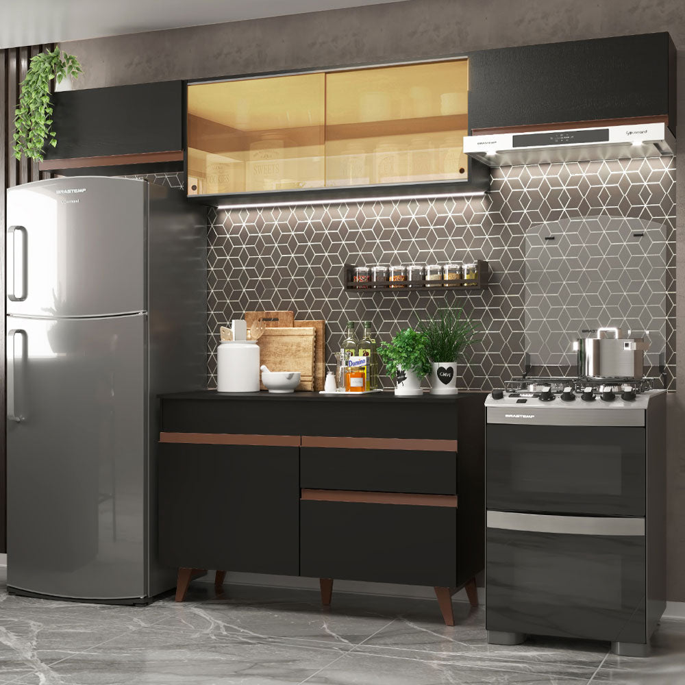 Compact Kitchen Madesa Reims 260003 with Cabinet and Countertop – Blac ...