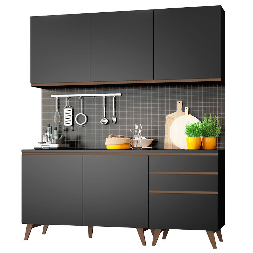 Madesa Reims Compact Kitchen Cabinet 180cm - Black – Madesa IN