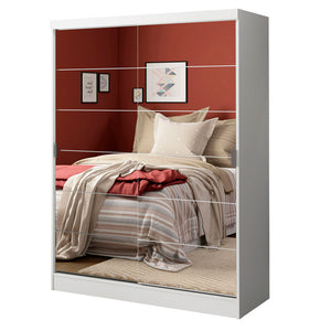 
                  
                    Load image into Gallery viewer, Madesa Luke Single Wardrobe 2 Sliding Wooden Doors with 2 Mirrors - White
                  
                