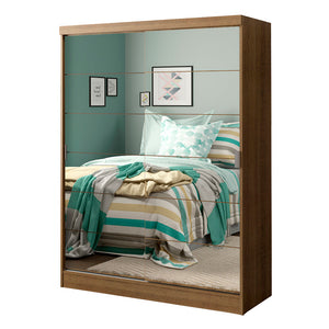 
                  
                    Load image into Gallery viewer, Madesa Luke Single Wardrobe 2 Sliding Wooden Doors with 2 Mirrors - Rustic
                  
                