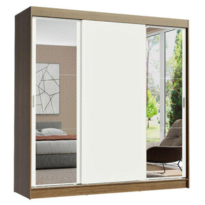 
                  
                    Load image into Gallery viewer, Madesa Reno Double Wardrobe 3 Sliding Doors with 2 Mirrors- Rustic/White
                  
                