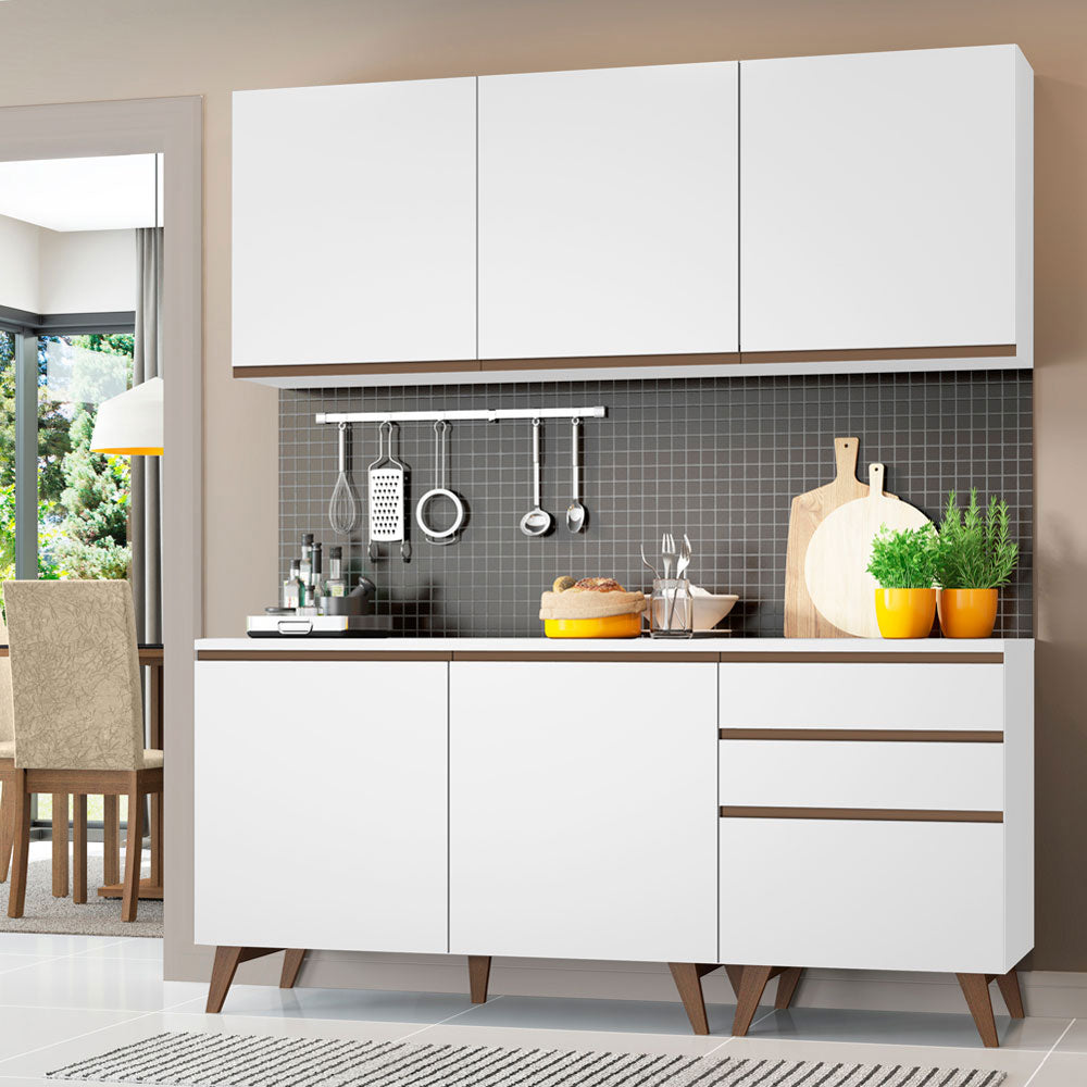Madesa Reims Compact Kitchen Cabinet 180cm - White