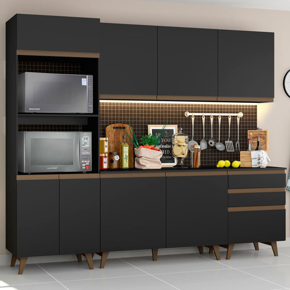 Madesa Reims Complete Kitchen Cabinet 250cm - Black