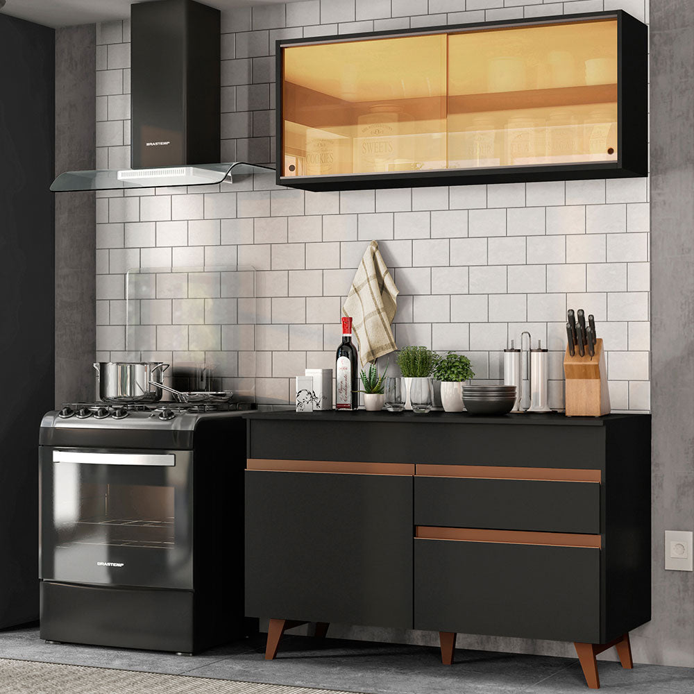 Complete Kitchen Madesa Reims 330001 with Cabinet and Counter – Black