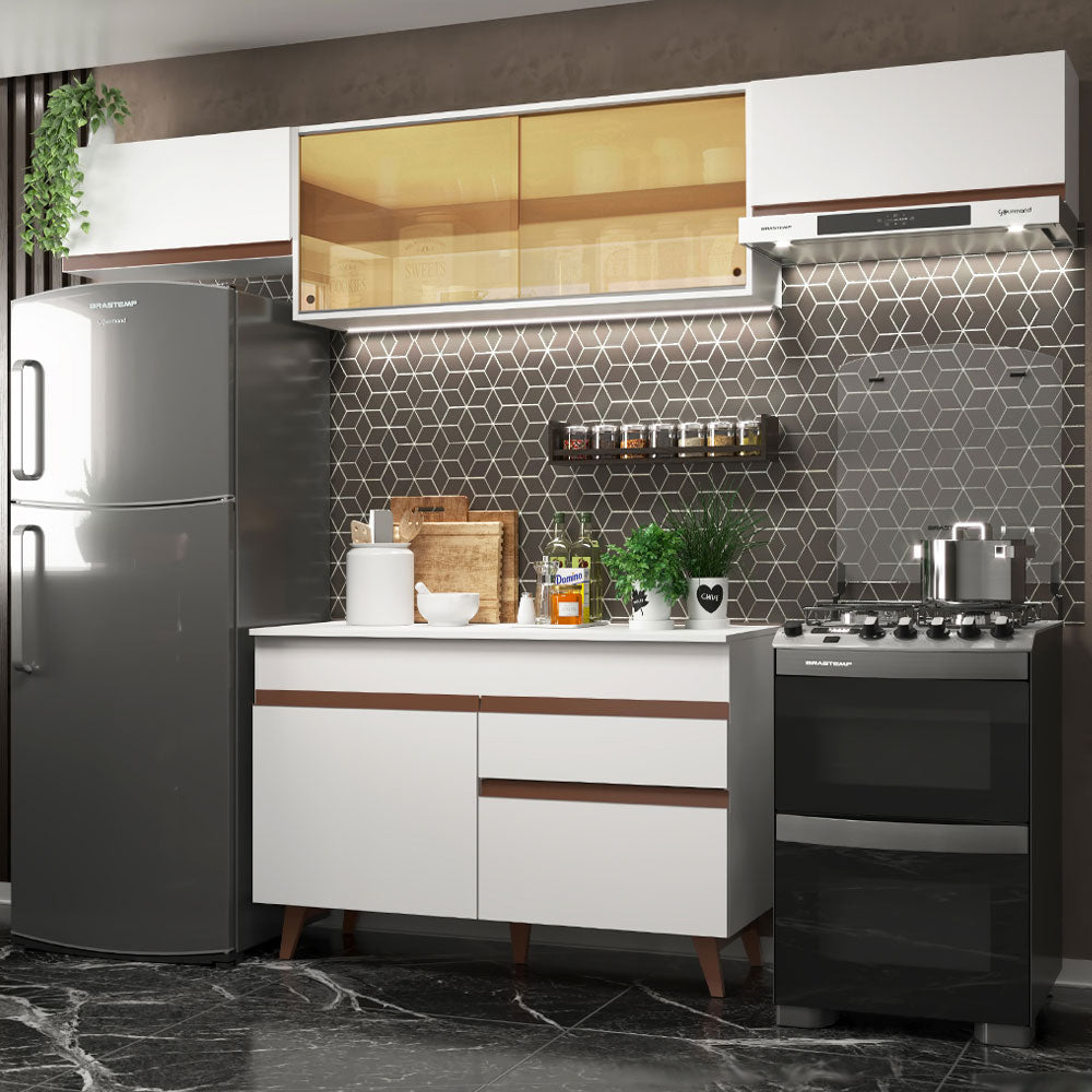 Compact Kitchen Madesa Reims 260003 with Cabinet and Countertop – Whit ...