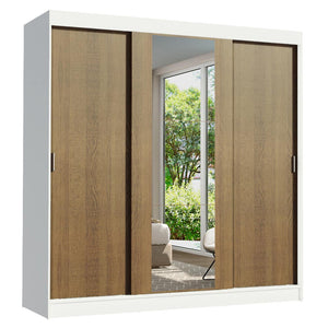 
                  
                    Load image into Gallery viewer, Madesa Reno Double Wardrobe 3 Sliding Doors with 1 Mirror- White/Rustic
                  
                
