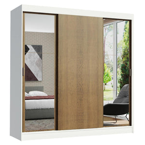 
                  
                    Load image into Gallery viewer, Madesa Reno Double Wardrobe 3 Sliding Doors with 2 Mirrors- White/Rustic
                  
                