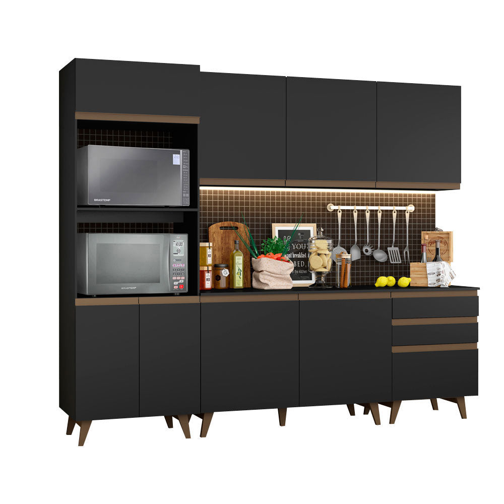 
                  
                    Load image into Gallery viewer, Madesa Reims Complete Kitchen Cabinet 250cm - Black
                  
                