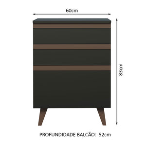 
                  
                    Load image into Gallery viewer, Madesa Reims Cabinet 60 cm 3 Drawers - Black
                  
                
