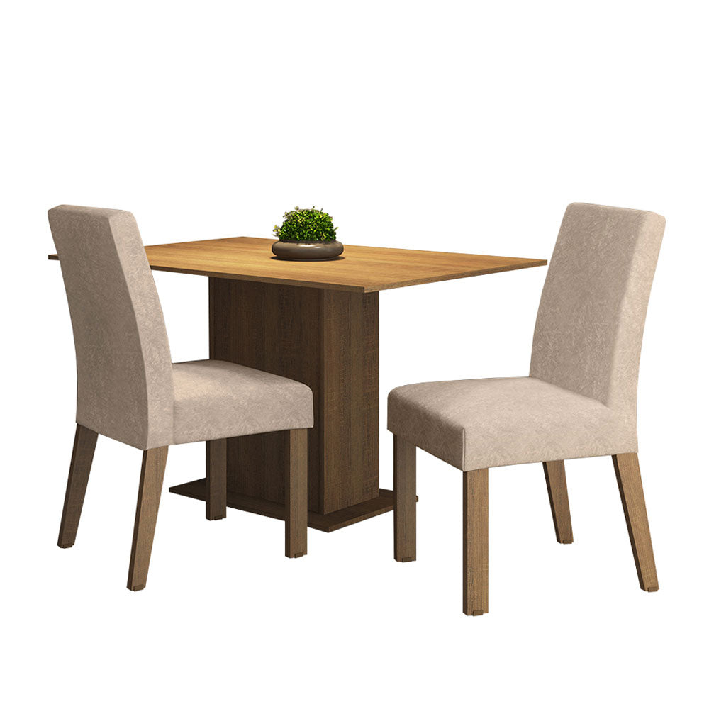 Dining Room Set Madesa Manu Table with Wooden Top and 2 Chairs – Rusti ...
