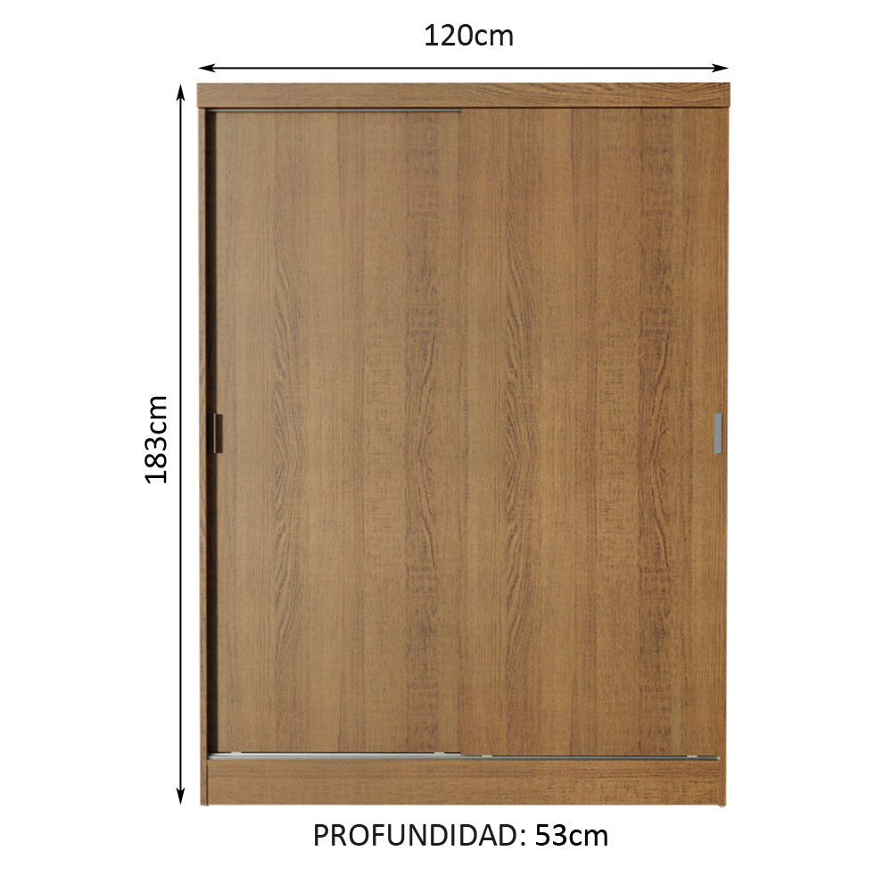 
                  
                    Load image into Gallery viewer, Madesa Luke Single Wardrobe with 2 Wooden Sliding Doors - Rustic
                  
                