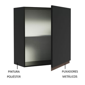 
                  
                    Load image into Gallery viewer, Madesa Reims 60 cm 1-Door Wall Cabinet - Black
                  
                