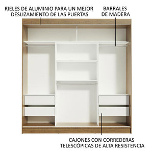 
                  
                    Load image into Gallery viewer, Madesa Reno Double Wardrobe 3 Sliding Doors with 1 Mirror- Rustic/White
                  
                
