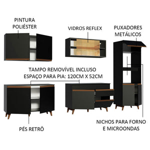 
                  
                    Load image into Gallery viewer, Complete Kitchen Madesa Reims 310001 with Cabinet and Counter – Black
                  
                