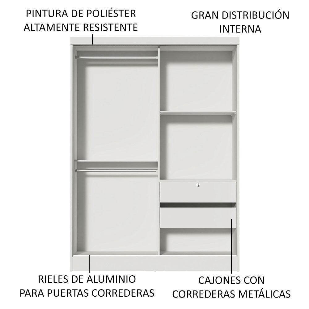 
                  
                    Load image into Gallery viewer, Madesa Luke Single Wardrobe 2 Sliding Wooden Doors - White
                  
                