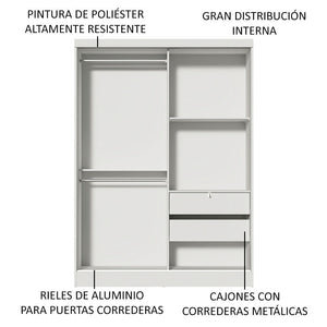 
                  
                    Load image into Gallery viewer, Madesa Luke Single Wardrobe 2 Sliding Wooden Doors - White
                  
                