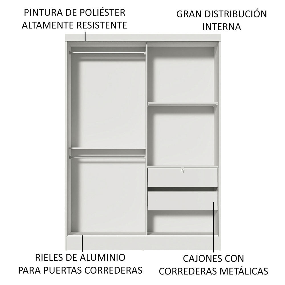
                  
                    Load image into Gallery viewer, Madesa Luke Single Wardrobe 2 Sliding Wooden Doors with 1 Mirror - White
                  
                