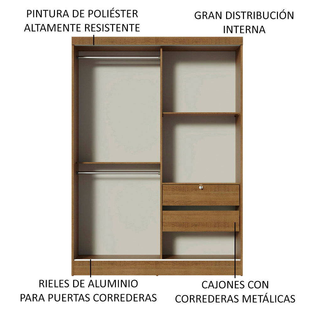 
                  
                    Load image into Gallery viewer, Madesa Luke Single Wardrobe 2 Sliding Wooden Doors with 2 Mirrors - Rustic
                  
                