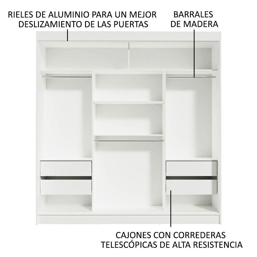 
                  
                    Load image into Gallery viewer, Madesa Reno Double Wardrobe 3 Sliding Doors - White
                  
                