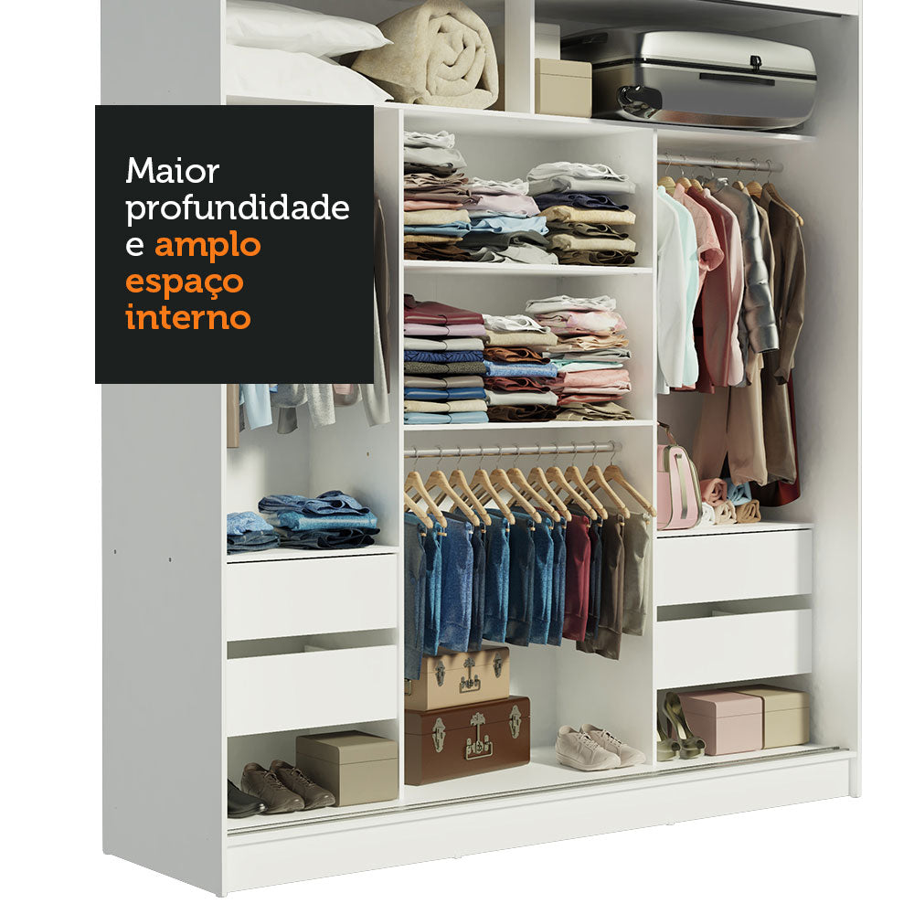 
                  
                    Load image into Gallery viewer, Madesa Reno Double Wardrobe 3 Sliding Doors with Mirrors- White/Rustic
                  
                