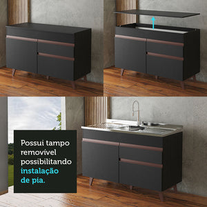 
                  
                    Load image into Gallery viewer, Madesa Reims Sink Cabinet 2 Doors and 1 Drawer - Black
                  
                