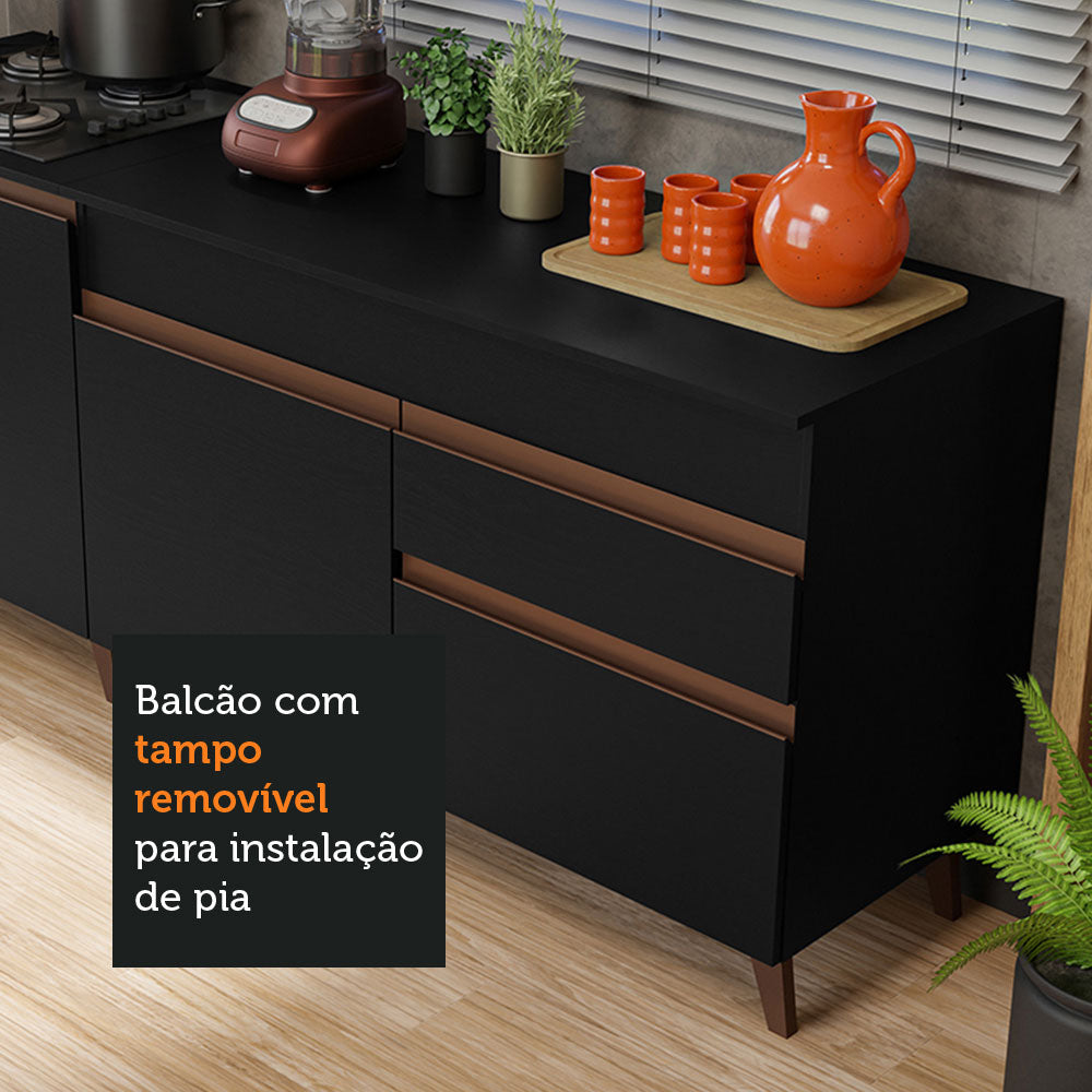 
                  
                    Load image into Gallery viewer, Kit with 2 Madesa Reims Kitchen Counters 4 Doors 1 Drawer (with Countertop) – Black
                  
                