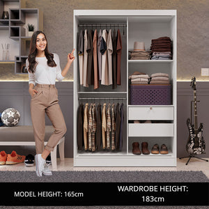 
                  
                    Load image into Gallery viewer, Madesa Luke Single Wardrobe 2 Sliding Wooden Doors - White
                  
                