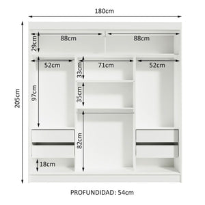 
                  
                    Load image into Gallery viewer, Madesa 3 Sliding Doors 1 Mirror Wardrobe Ample Storage Wooden Almirah 180 Cm with Shelves, Drawers and Hanging Units for Bedroom - White
                  
                