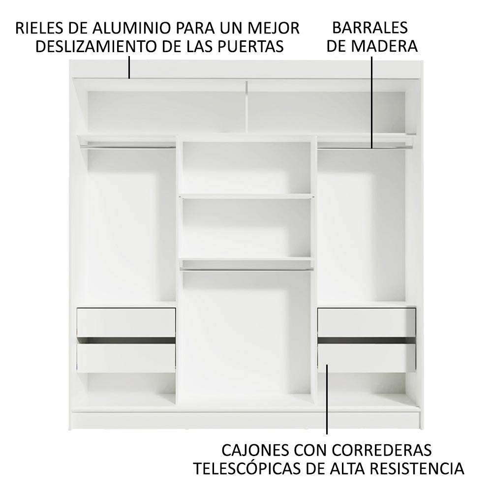 
                  
                    Load image into Gallery viewer, Madesa 3 Sliding Doors 1 Mirror Wardrobe Ample Storage Wooden Almirah 180 Cm with Shelves, Drawers and Hanging Units for Bedroom - White
                  
                