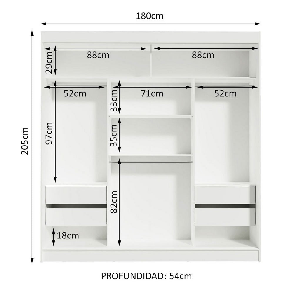 
                  
                    Load image into Gallery viewer, Madesa 3 Sliding Doors 3 Mirrors Wardrobe Ample Storage Wooden Almirah 180 Cm with Shelves, Drawers and Hanging Units for Bedroom - White
                  
                