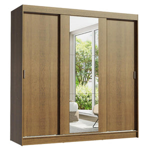 
                  
                    Load image into Gallery viewer, Madesa Reno Double Wardrobe 3 Sliding Doors with 1 Mirror - Rustic
                  
                