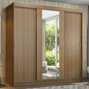 
                  
                    Load image into Gallery viewer, Madesa Reno Double Wardrobe 3 Sliding Doors with 1 Mirror - Rustic
                  
                