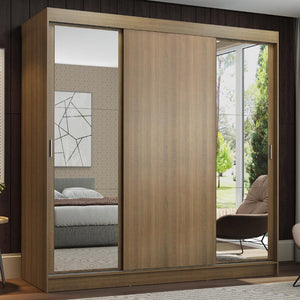 
                  
                    Load image into Gallery viewer, Madesa Reno Double Wardrobe 3 Sliding Doors with 2 Mirrors - Rustic
                  
                