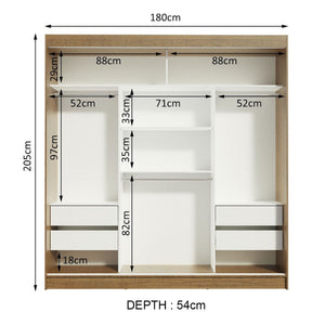 
                  
                    Load image into Gallery viewer, Madesa Reno Double Wardrobe 3 Sliding Doors with 2 Mirrors - Rustic
                  
                