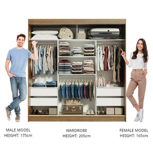 
                  
                    Load image into Gallery viewer, Madesa Reno Double Wardrobe 3 Sliding Doors with 2 Mirrors - Rustic
                  
                