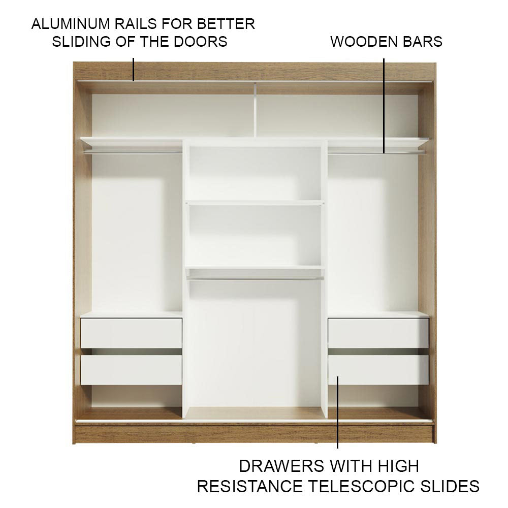 
                  
                    Load image into Gallery viewer, Madesa Reno Double Wardrobe 3 Sliding Doors with 2 Mirrors - Rustic
                  
                