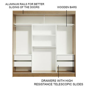 
                  
                    Load image into Gallery viewer, Madesa Reno Double Wardrobe 3 Sliding Doors with 2 Mirrors - Rustic
                  
                