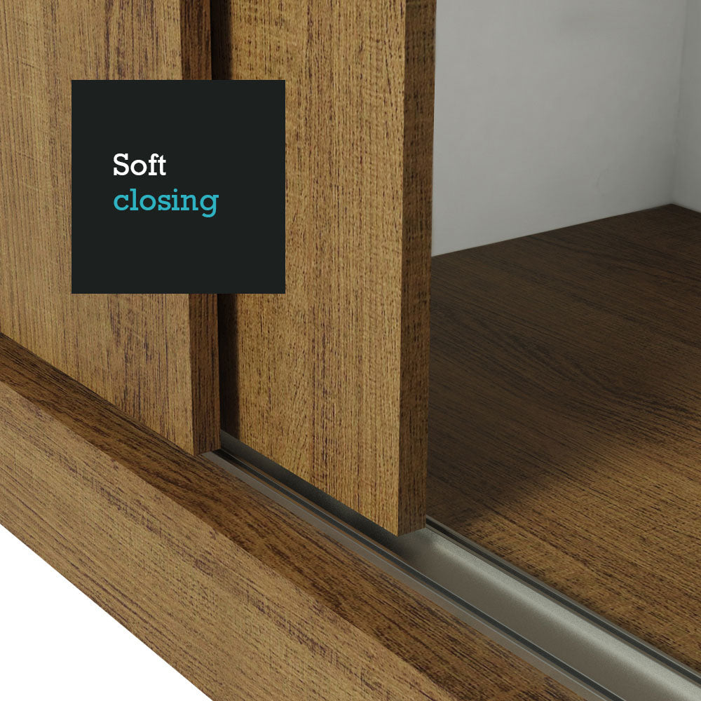 
                  
                    Load image into Gallery viewer, Madesa Reno Double Wardrobe 3 Sliding Doors with 2 Mirrors - Rustic
                  
                