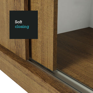 
                  
                    Load image into Gallery viewer, Madesa Reno Double Wardrobe 3 Sliding Doors with 2 Mirrors - Rustic
                  
                