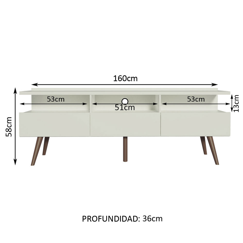 
                  
                    Load image into Gallery viewer, MADESA TV Stand with 3 Doors, for TVs up to 65 Inches, Wood, 160 W x 58 H x 36 D Cm - White
                  
                