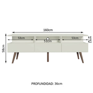 
                  
                    Load image into Gallery viewer, MADESA TV Stand with 3 Doors, for TVs up to 65 Inches, Wood, 160 W x 58 H x 36 D Cm - White
                  
                