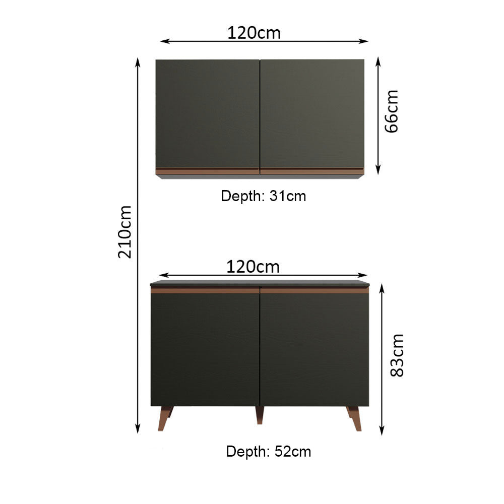 
                  
                    Load image into Gallery viewer, Madesa Reims 120 cm Kit with Storage and Sink Cabinet - Black
                  
                