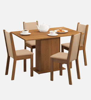 
                  
                    Load image into Gallery viewer, Madesa Talita Dining Set Wooden Top Table with 4 Chairs - Rustic/Crema/Pearl
                  
                