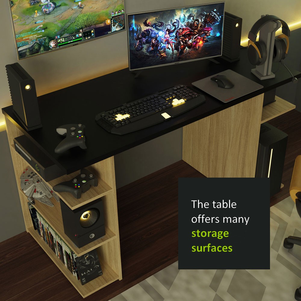 
                  
                    Load image into Gallery viewer, Madesa Gaming Engineered Wood Computer Desk
                  
                